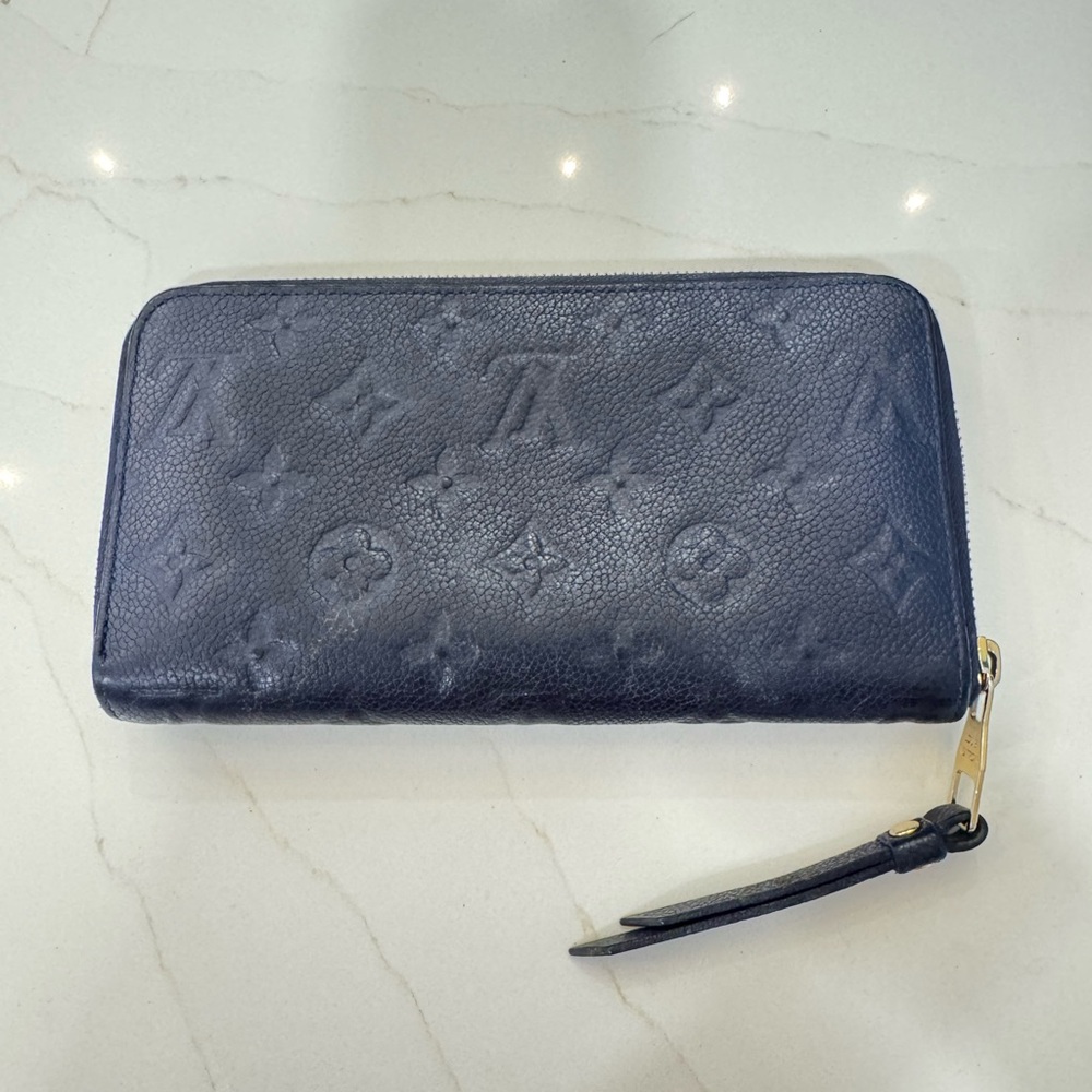 Louis Vuitton Navy Leather Zip Wallet